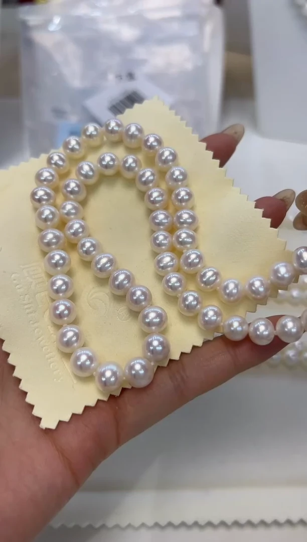 淡水珍珠银S925镶嵌颈饰7.5-8.5MM