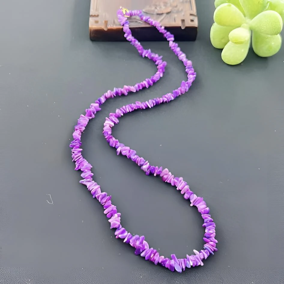 舒俱来老油料 18k金碎石项链 皇家紫/樱花粉 卡5mm气质公主紫色