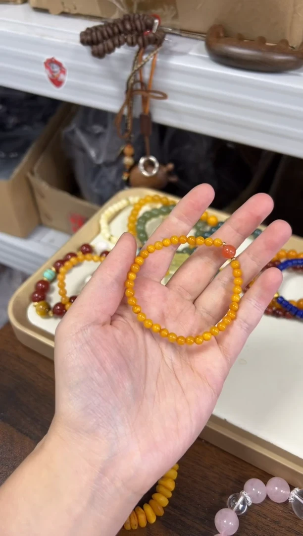 未镶嵌蜜蜡手链满蜜蜜蜡南红顶珠款手链[2903]