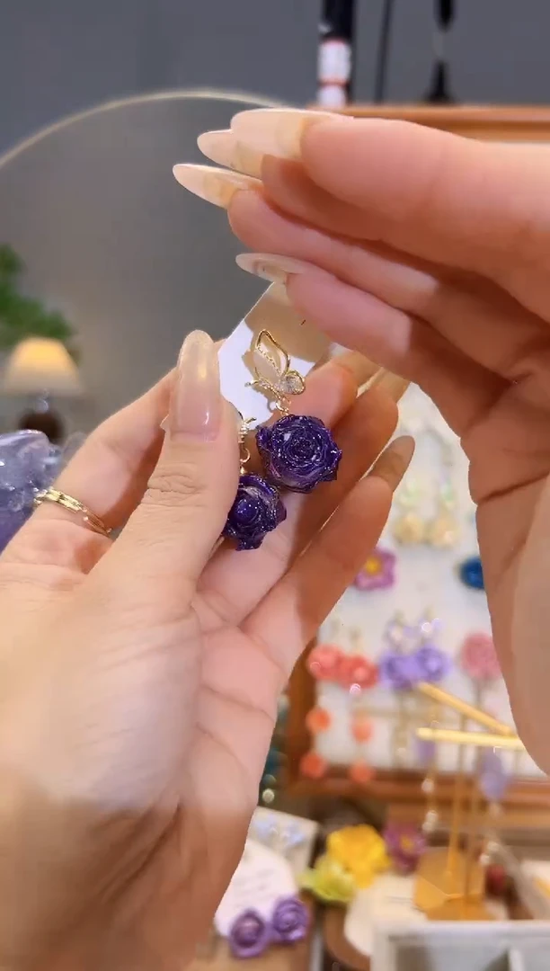 铜合金树脂925银流沙金加紫色花