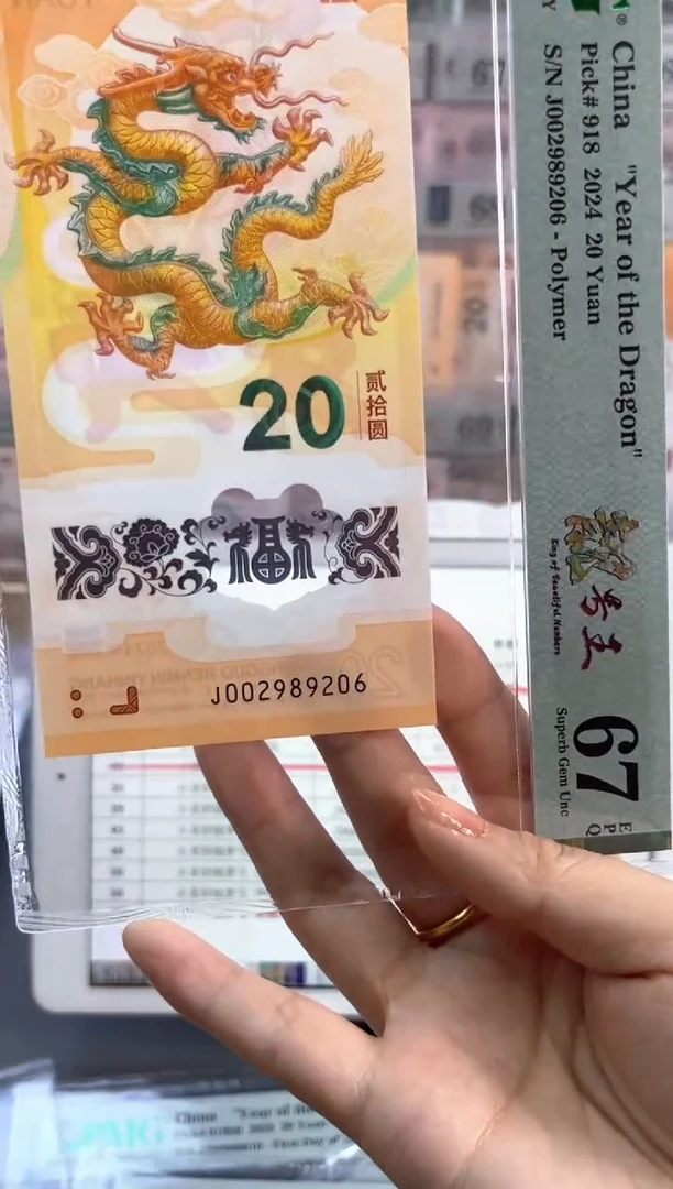 塑料圆梦号 龙钞PMG67分 尾206
