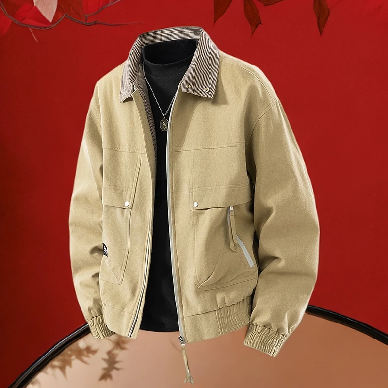 【秋装上线】户外防风轻奢痞帅男装外套男秋季新款复古工装男士夹克