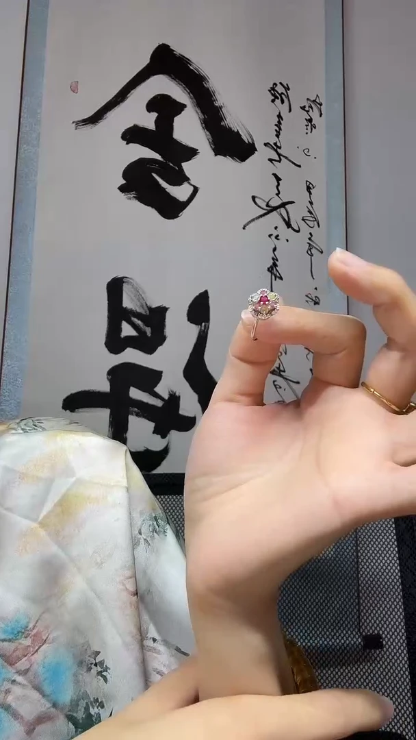 银S925镶嵌戒指碧玺戒指