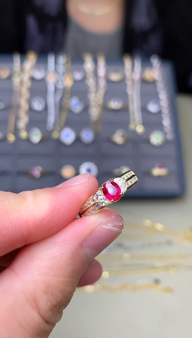 银S925镶嵌戒指红宝石戒指