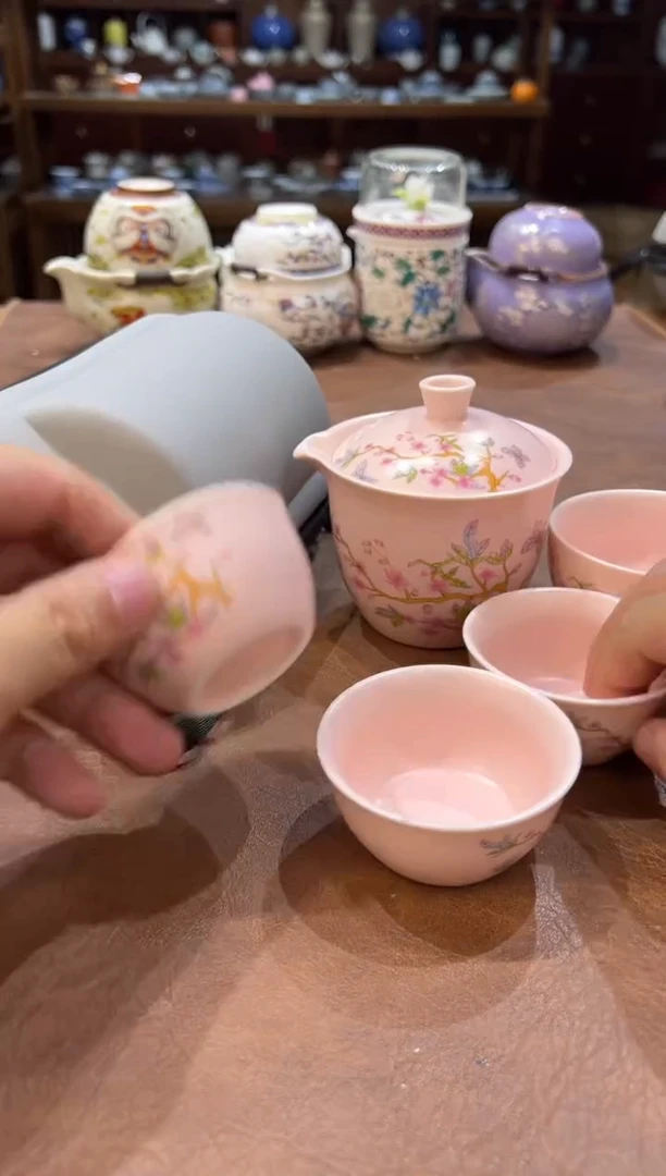 真的很便宜超好看会开片的旅行茶具