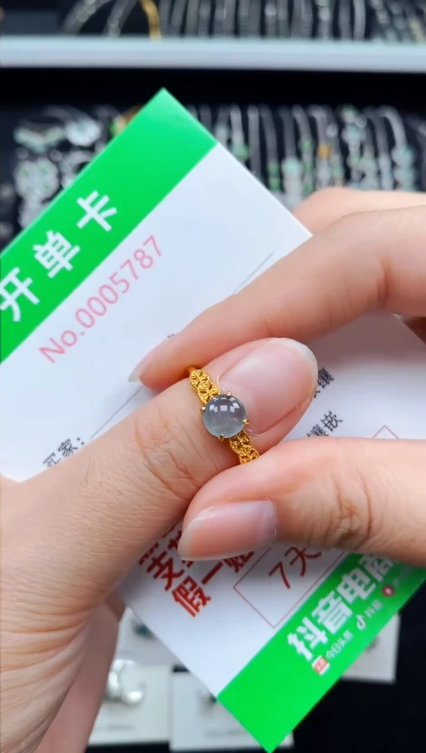 翡翠戒指银S925镶嵌5787