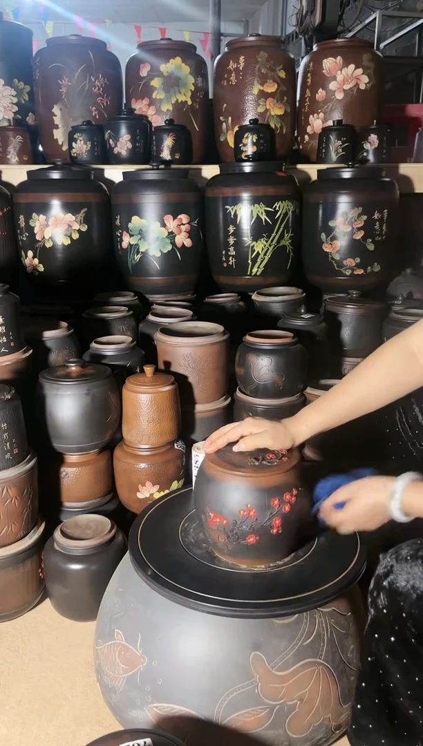 【闪购商品】壶瑕疵茶叶罐 红梅腰鼓  948