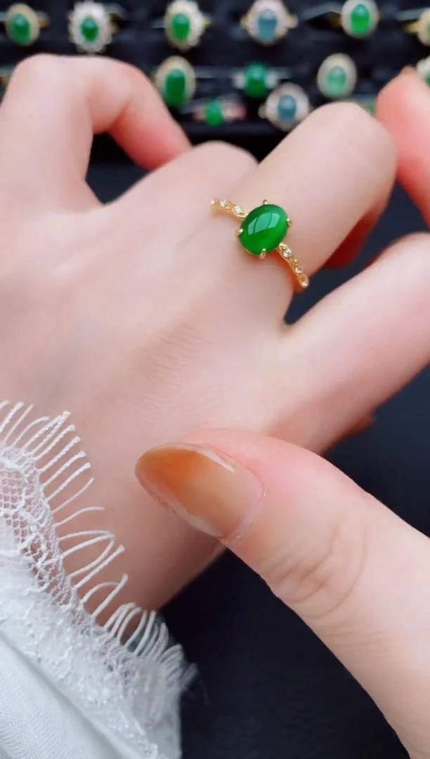 【闪购商品】翡翠戒指银S925镶嵌天然a货翡翠18