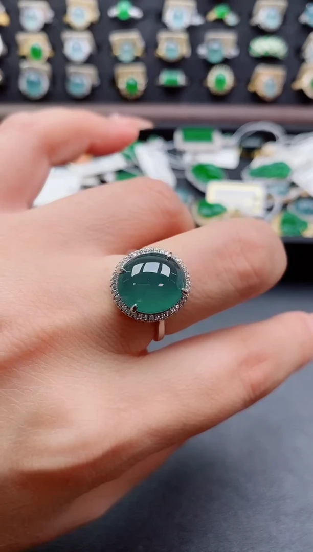 银S925镶嵌戒指翡翠1