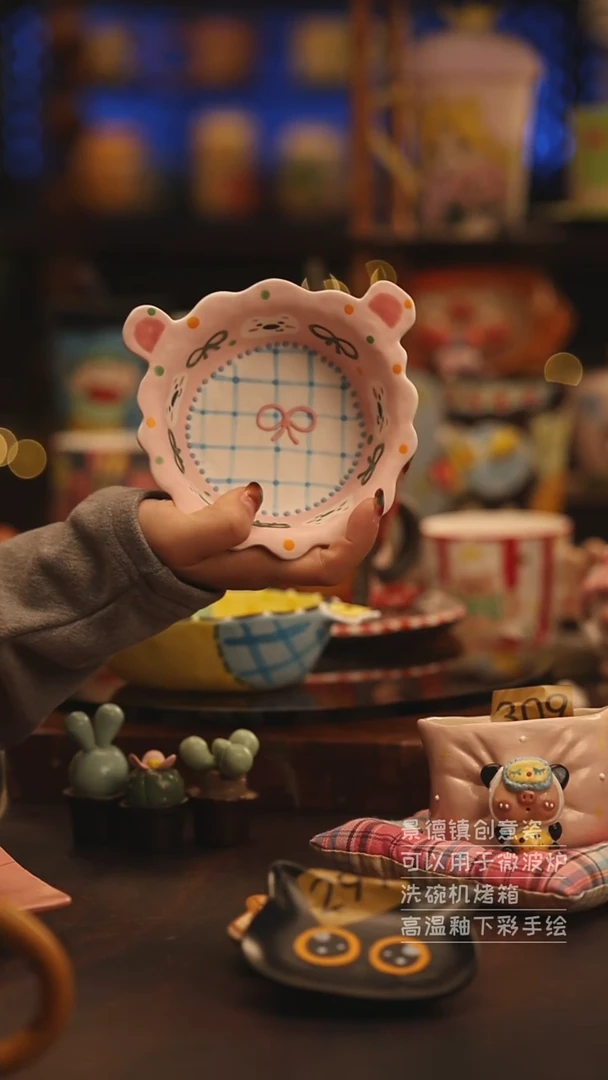 陶瓷景德镇可爱陶瓷釉下彩绘设计师款