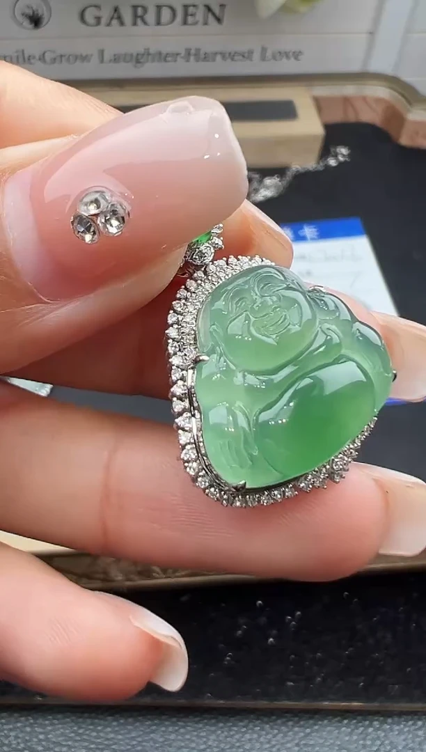 吊坠(不含链)18K金镶嵌翡翠勿拍