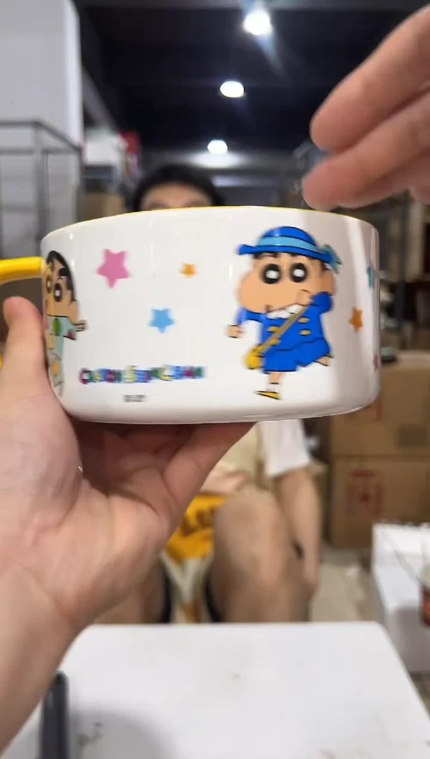 瓷片b款黄色蜡笔小新超人泡面碗微瑕
