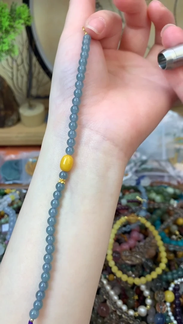 【闪购商品】翡翠手饰银S925镶嵌412手串