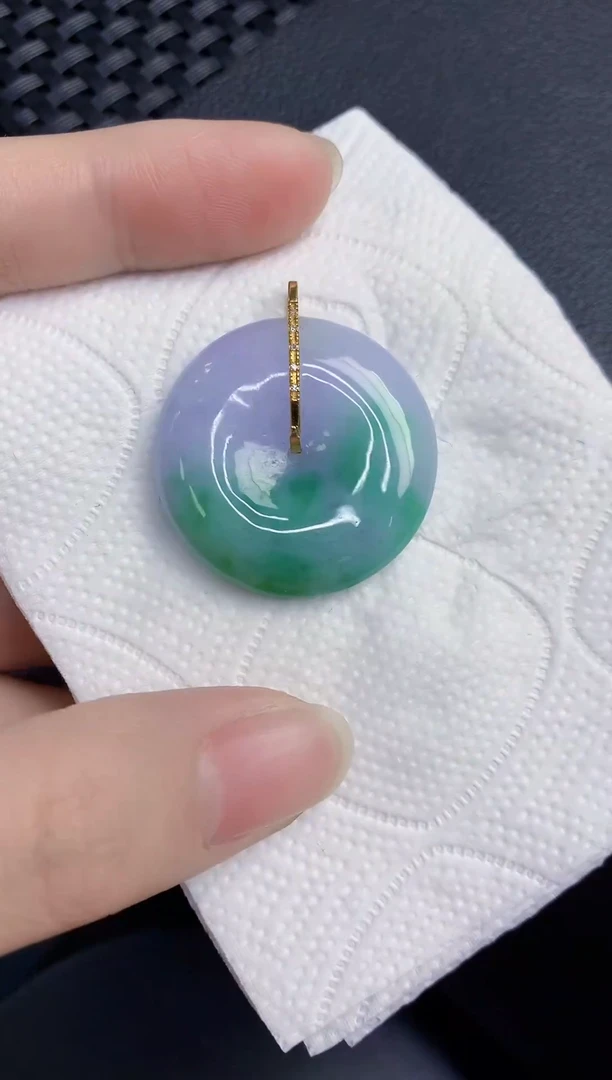 颈饰18K金镶嵌翡翠天然翡翠缅甸A货