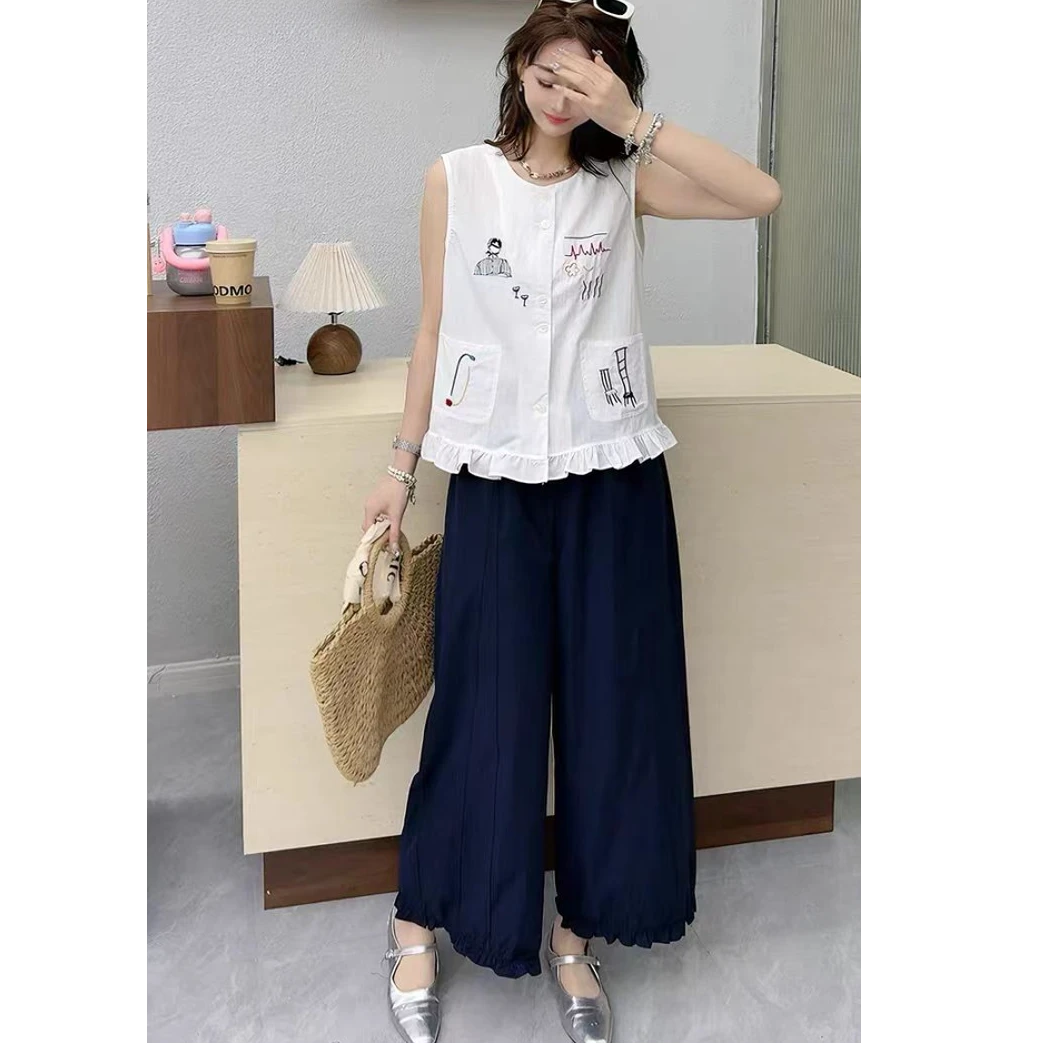 2025年新款洋气时髦减龄马甲上衣裤子两件套-698