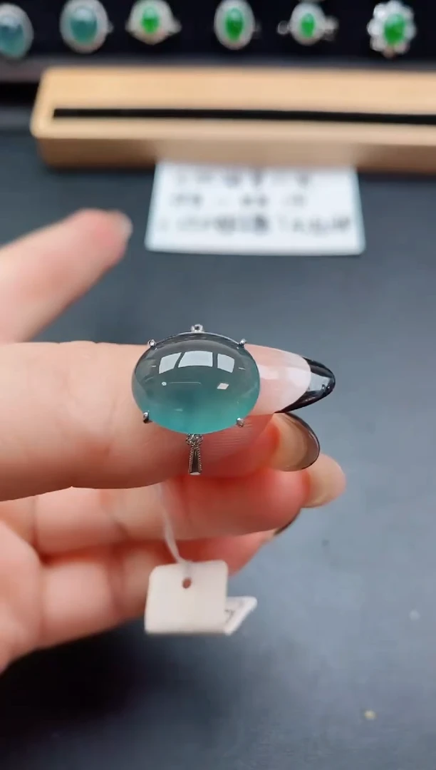 银S925镶嵌戒指翡翠1