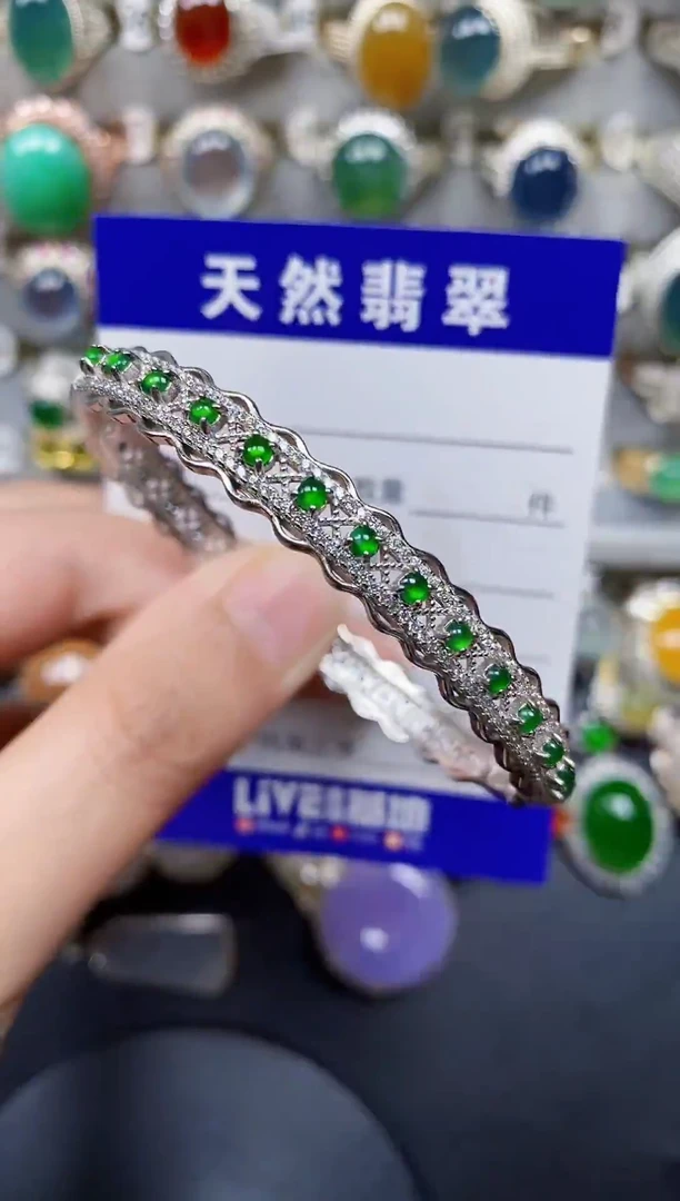 银S925镶嵌手镯翡翠186
