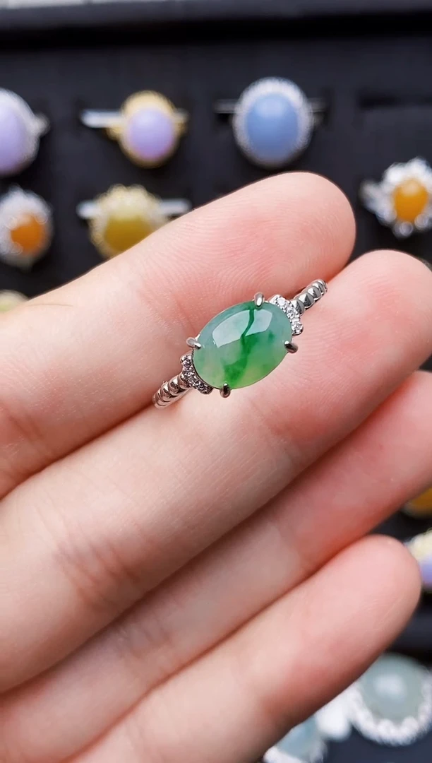 银S925镶嵌戒指翡翠5160