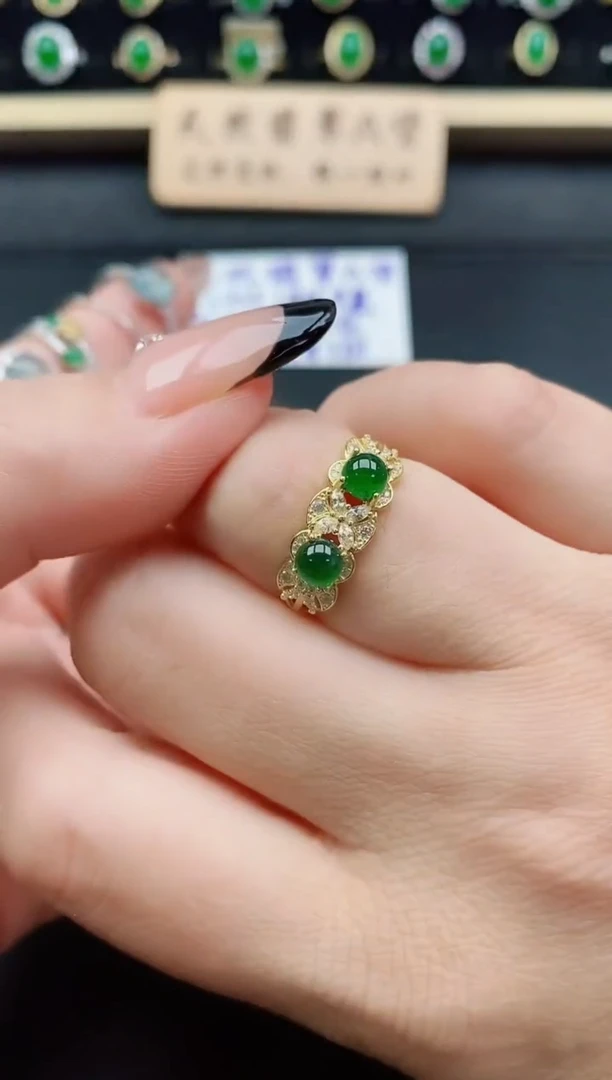 银S925镶嵌戒指翡翠1