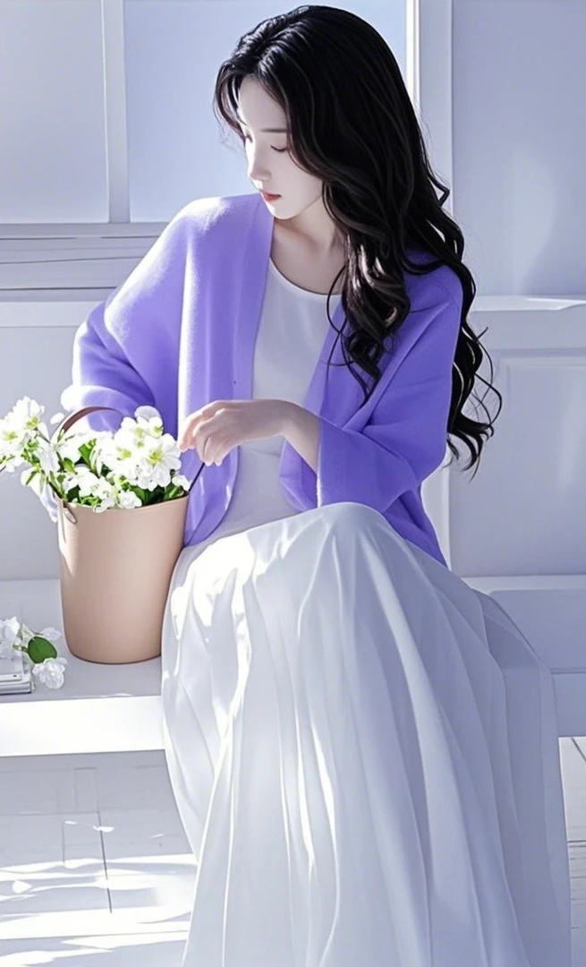 春季穿搭一整套减龄洋气时尚高级感韩系小香风紫色针织吊带套装裙