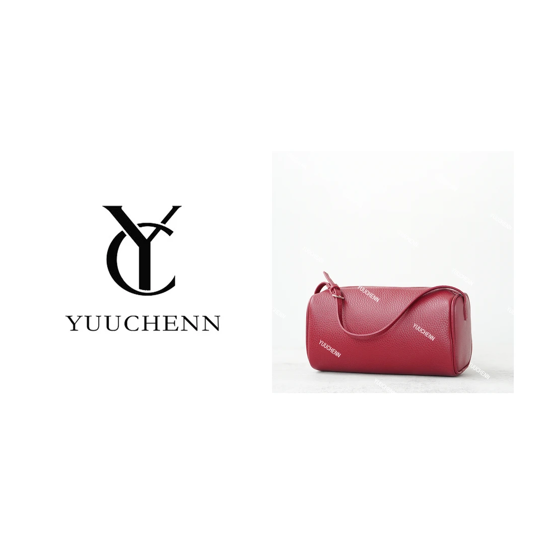 YUUCHENN/【90S笔筒包】自然摔牛皮20cm波尔多红 HH6113