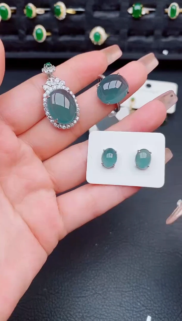 翡翠戒指银S925镶嵌天然a货翡翠277
