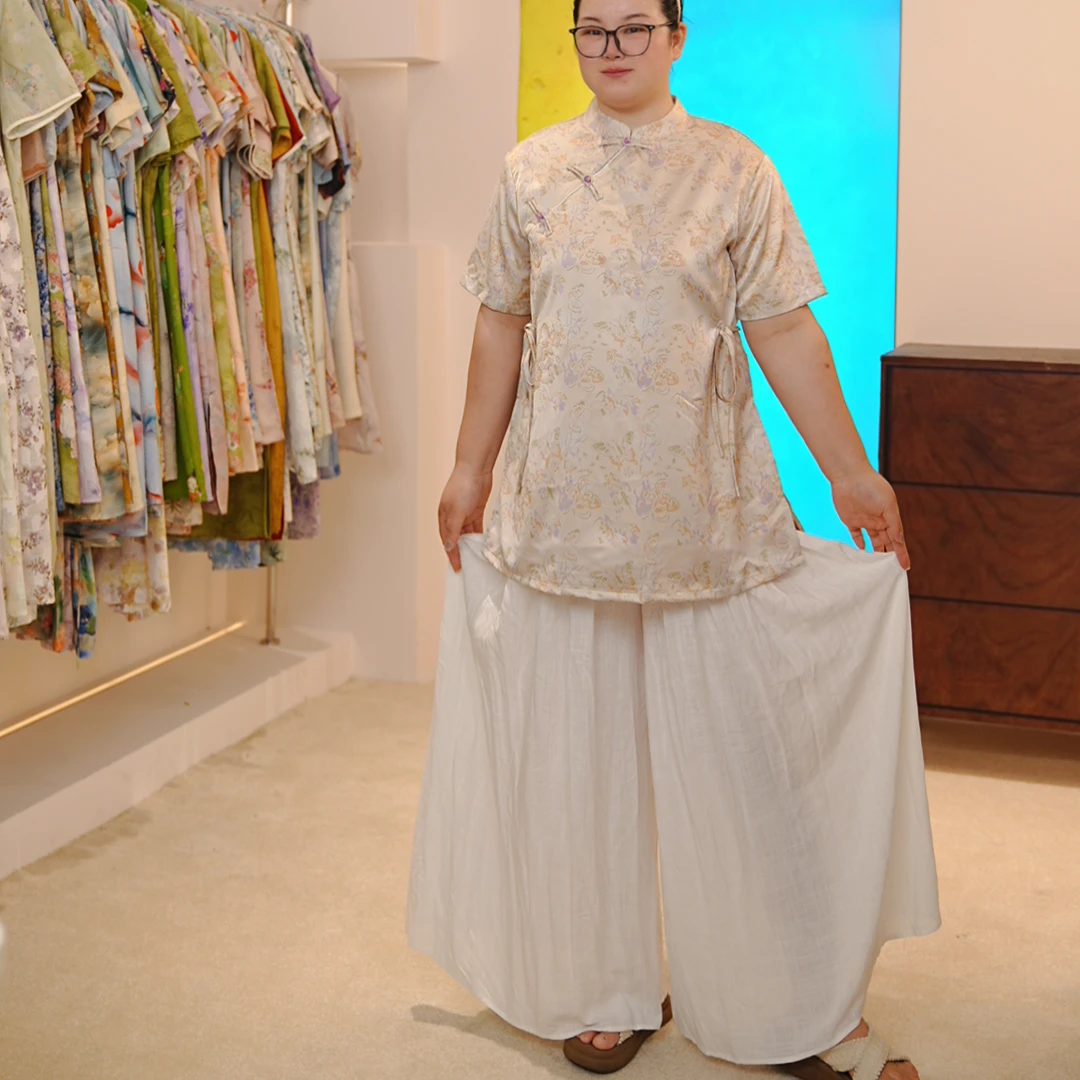 阔腿裤女2025夏季新款韩系松紧腰慵懒宽松显瘦裙裤