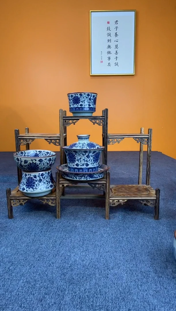 幽**烟缠枝莲盖碗+茶漏+主人杯