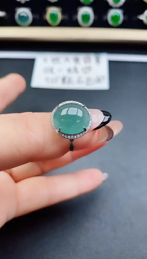 翡翠戒指银S925镶嵌508700