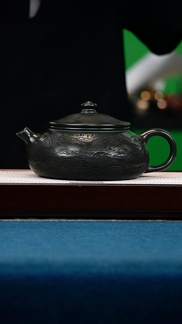 茶壶紫砂绿泥寒江大