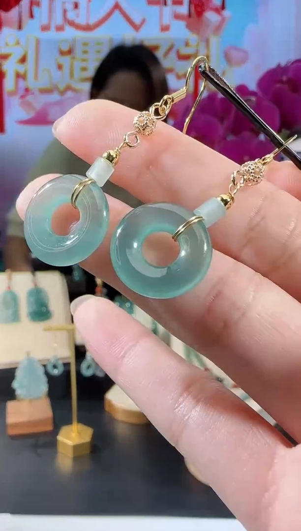 【闪购商品】翡翠耳饰未镶嵌甜甜圈多样性发一