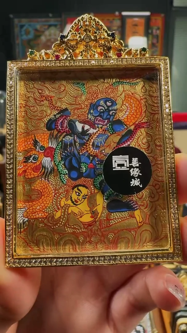 吊坠壹善缘城手绘唐卡黑C