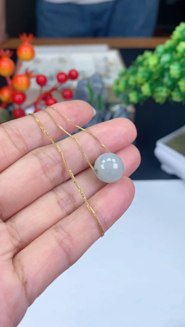 吊坠(不含链)18K金镶嵌翡翠珠子多样性发其一@@CMT