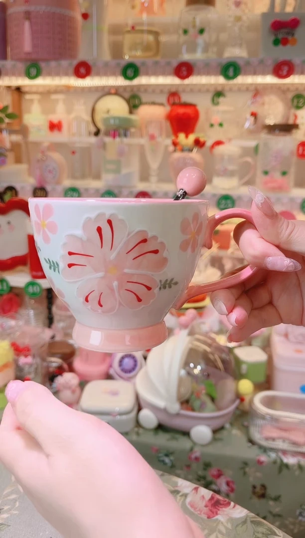 摆件品质好发货快放心拍！花朵早餐杯