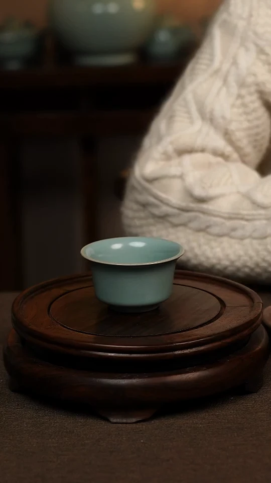 瓷片仿古釉全手工马蹄杯70ml 微瑕 不带礼盒