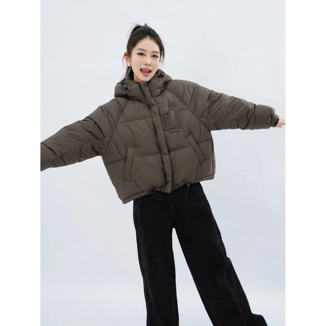 【丝雨专属】新款短款连帽百搭小个子时尚拼接保暖外套G23QS234