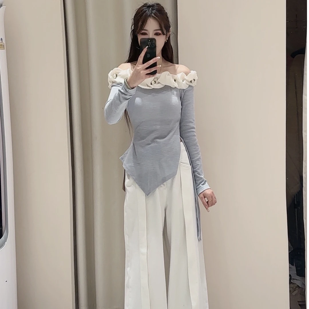 【牛仔裤】2025春款白色蓝色牛仔裤时尚设计感小众休闲