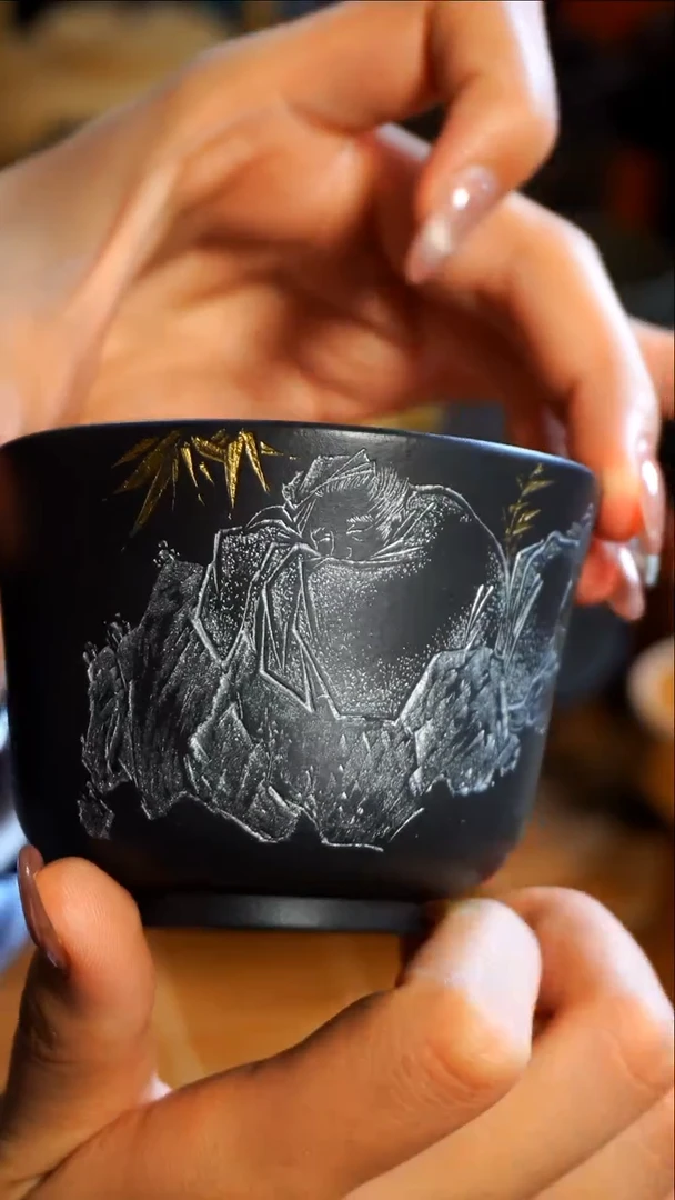 茶杯紫砂南柯记手刻主人杯