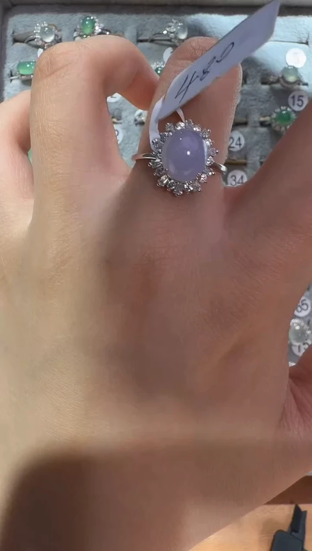 银S925镶嵌戒指翡翠925银镶翡翠戒指镶嵌