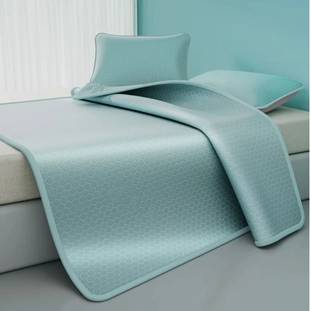 【清凉一夏】超柔亲肤顺滑超声波3D凉豆豆凉席三件套-蓝色