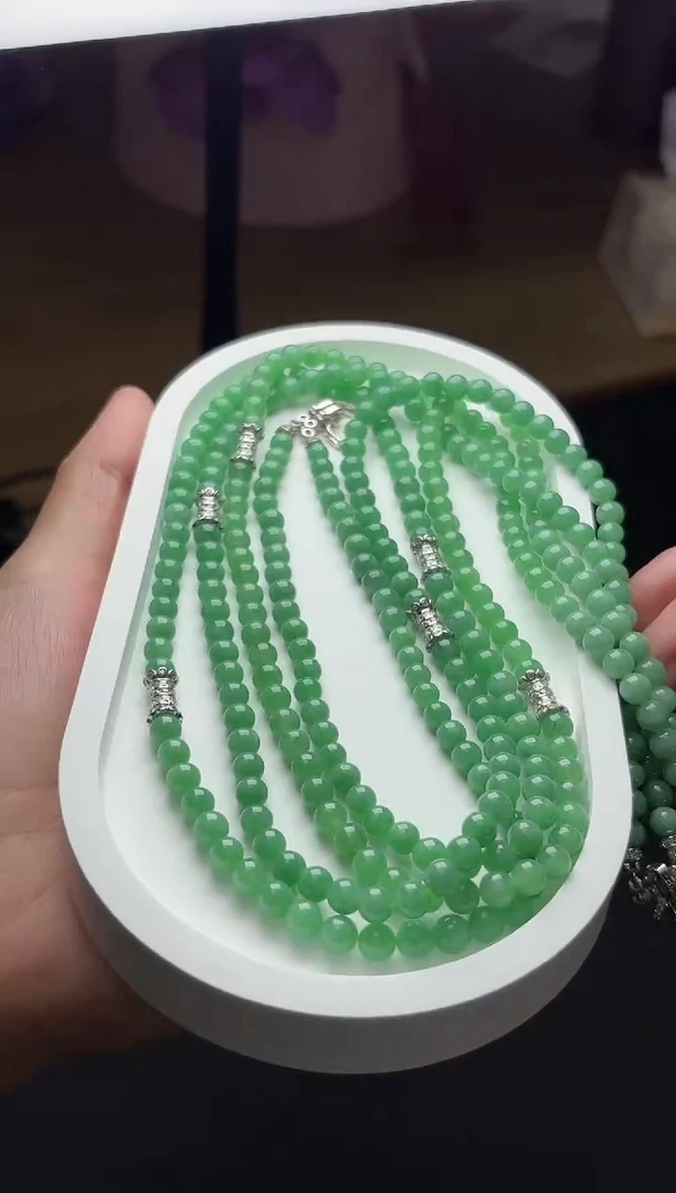 颈饰未镶嵌翡翠YM1495-2  绿珠链多样性发一件