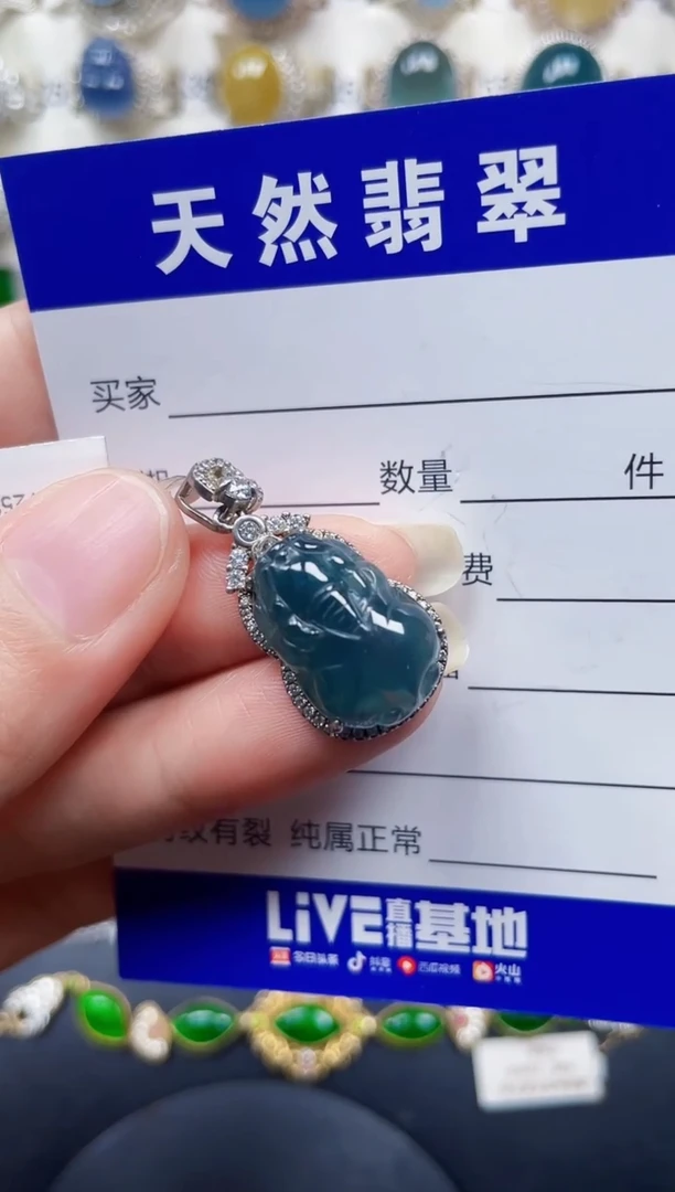 颈饰银S925镶嵌翡翠322