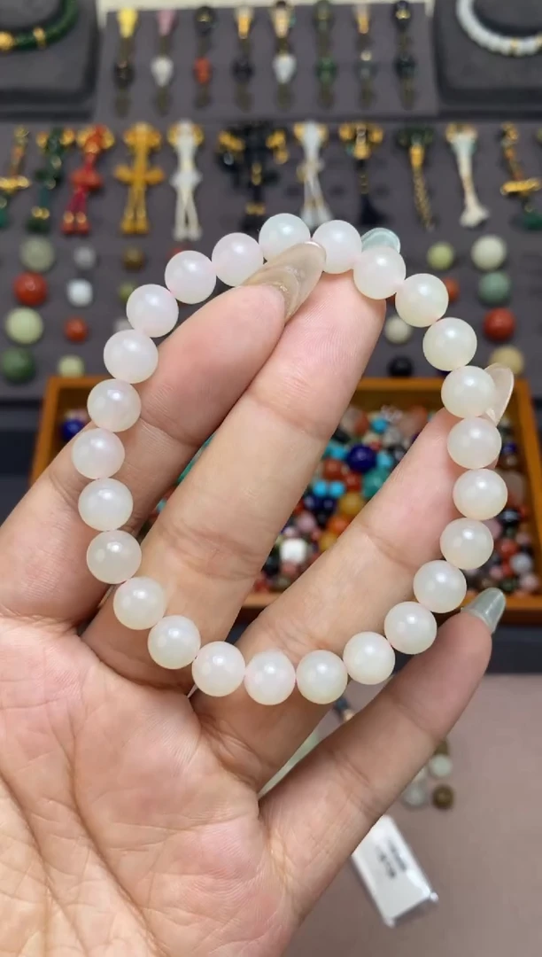 未镶嵌和田玉挂件8mm圆珠手串