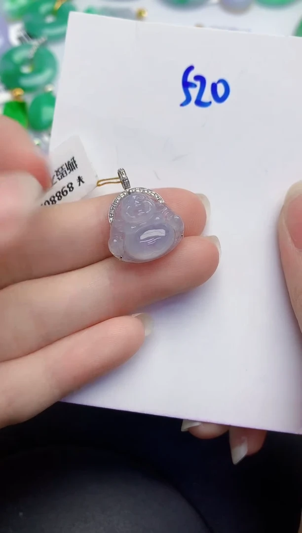 颈饰18K金镶嵌翡翠缅甸天然翡翠A货