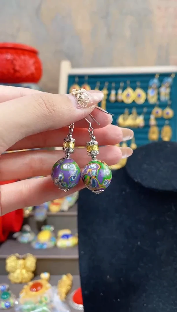 【闪购商品】非遗犀皮漆精品耳环紫色