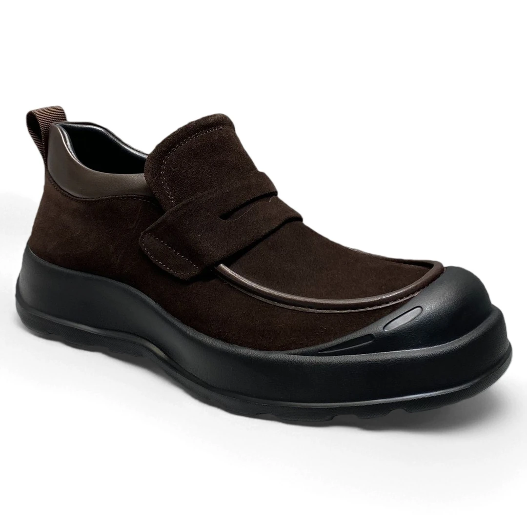 翻毛磨砂皮~高帮休闲男鞋头层牛皮一脚蹬新款厚底增高时尚高品质