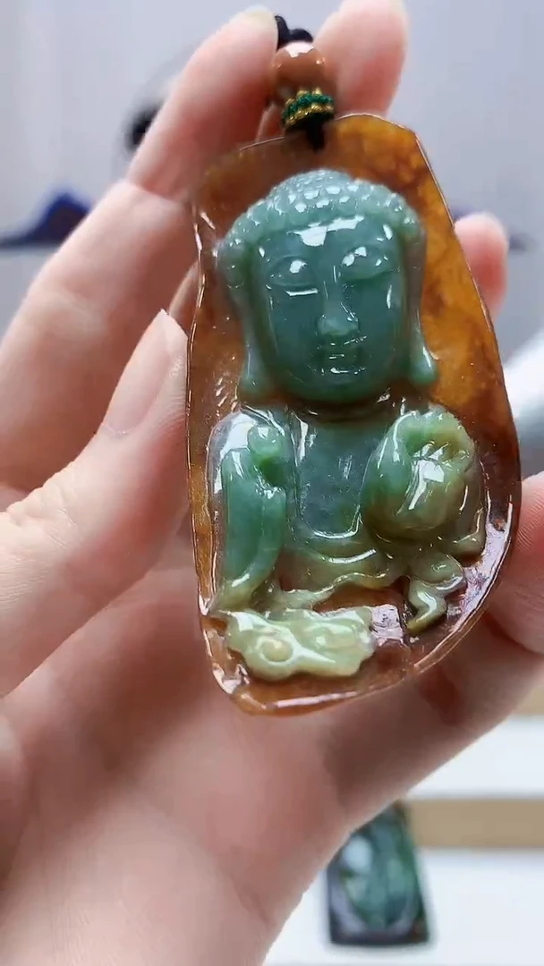 未镶嵌定制翡翠5028zm-毛货挂件佛观天下24