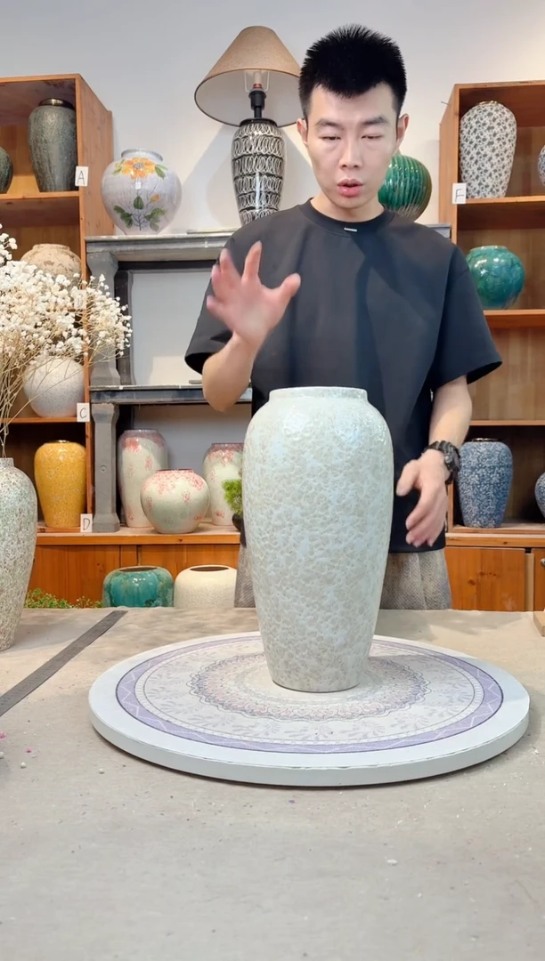 瓶陶瓷花瓶   茶白 大号 正品