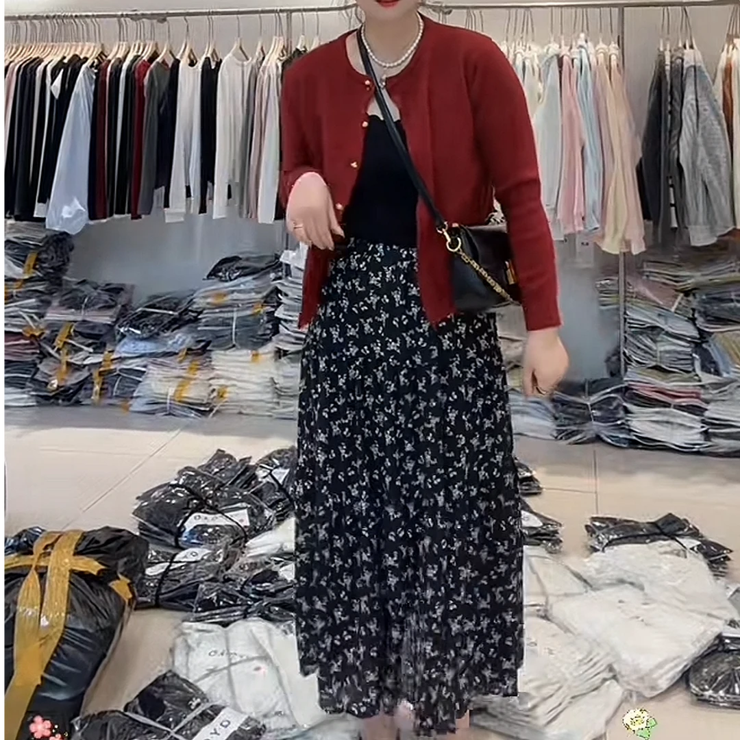 美美服装店 春新款EGG＋ 复古温柔小金扣针织长袖毛衫