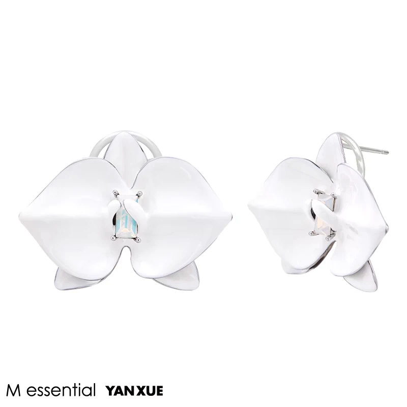 黄铜耳饰 YANXUE x Messential 兰花系列珐琅耳钉简约原创耳饰